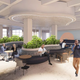 Rendering of a lounge at a Cloudflare office